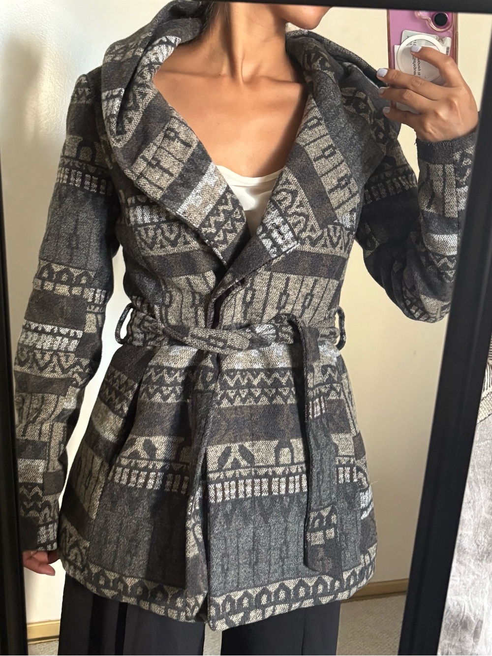 Mossimo Supply Co. Gray and Cream Patterned Wool Jacket